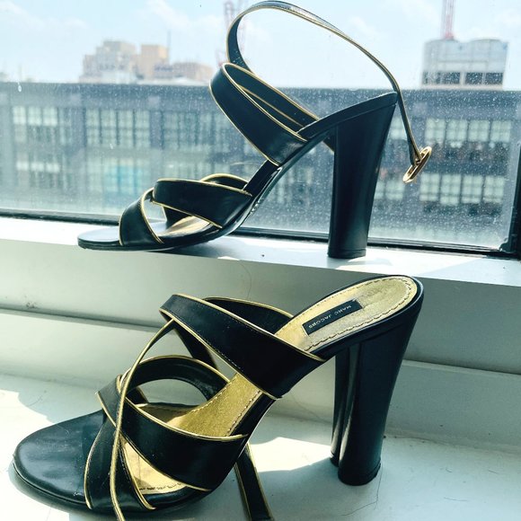 Marc Jacobs Black & Gold Sandal - 8.5/39 - Picture 1 of 5